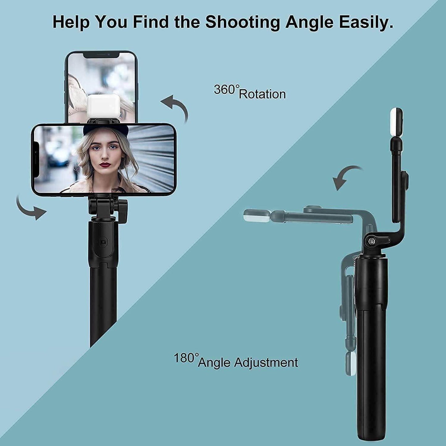 3 in 1 Wireless Selfie Stick Tripod with Flash Light